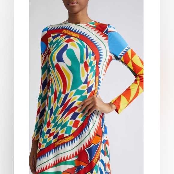 Dolce& Gabbana NWT Carretto Print Long
Sleeve Sheath Dress - Picture 2 of 7